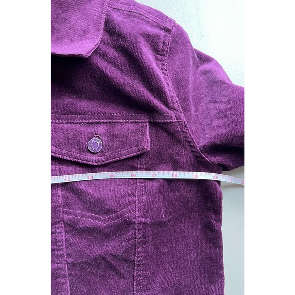 DENIM & CO WOMENS PURPLE STRETCH VELVETEEN PETITE JACKET NWOT SIZE S - Picture 6 of 7